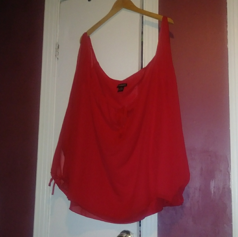 Red Sheer Blouse Size 3x